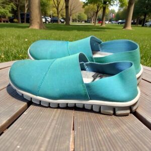 NoSox Slip On Shoes Teal Aqua Comfort Flats Lightweight Travel Casual Women’s